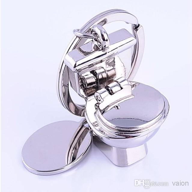 10pcs/1lot NEW Fashionflush toilet style Stainless alloy steel key chain keychains best gift Free shipping GX-066