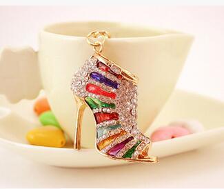 Fashion Cute Design High heels Car Rhinestone Keychain Girls Bags Hangings Keychains Holiday Gift car keychain QLK1912