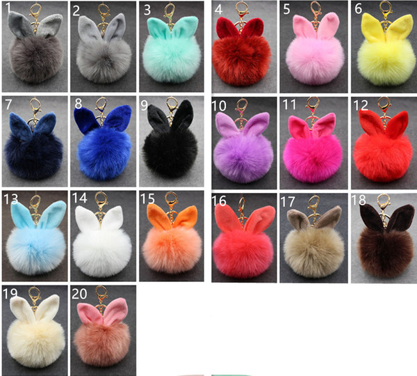10cm Simulation Rabbit Fur Keychain stuffed Keyrings pendant Lovely soft hair ball key Chains for wedding gift