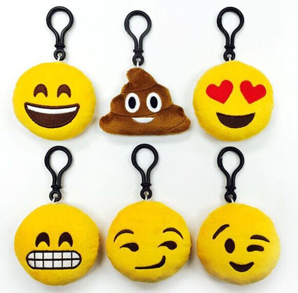 500pcs/lot 2016 Good Quality 6CM Emoji Keychains Soft Stuffed Plush Keyrings for Promotional Gifts