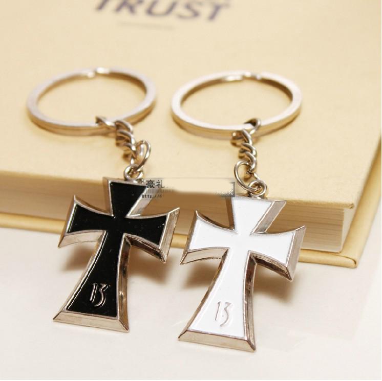 200pcs/1lot NEW Wedding Keychain Lovers Keychain Lucky to cross heart Stainless alloy steel Key Chain High Quality Keychain 19