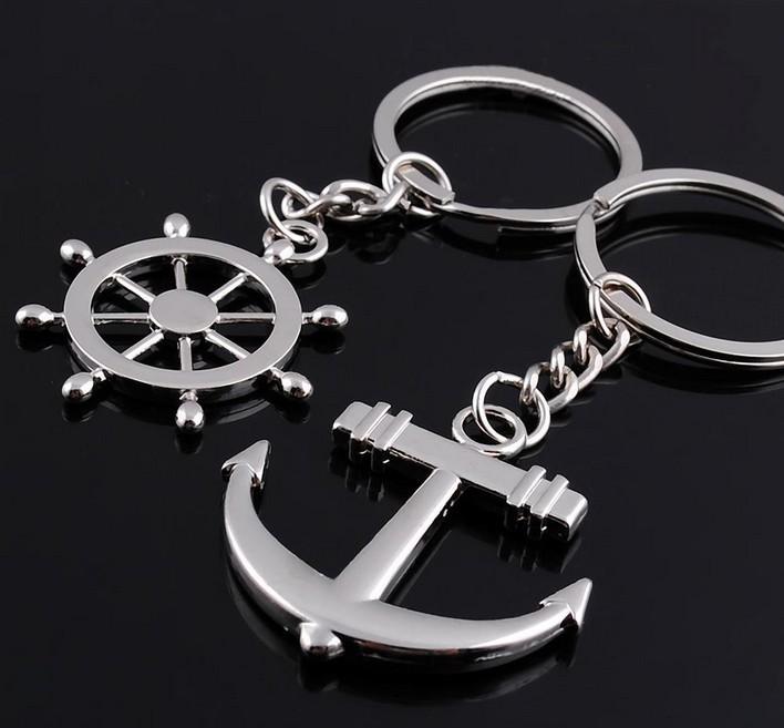 100pcs/1lot NEW Wedding Keychain Lovers Keychain anchor and rudder style Stainless alloy steel Key Chain High Quality Keychain Favors 042