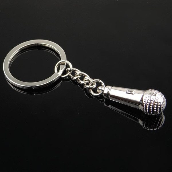 Free Microphone Alloy Key Chain Keychains Wedding Favors Baby Shower Party Gift Key Ring 200pcs