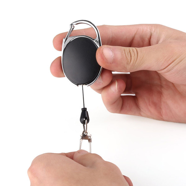 200 pcs Retractable Pull Key Ring Chain Reel ID Lanyard Name Tag Card Badge Holder Reel Recoil Belt Key Ring Clip Wholesale
