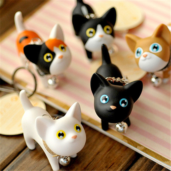 2018 New Fashion Cute Kawaii Metal Kitten Cat Key Chain Ring Anime Keychain Novelty Creative Trinket Charm Women Girl Kids