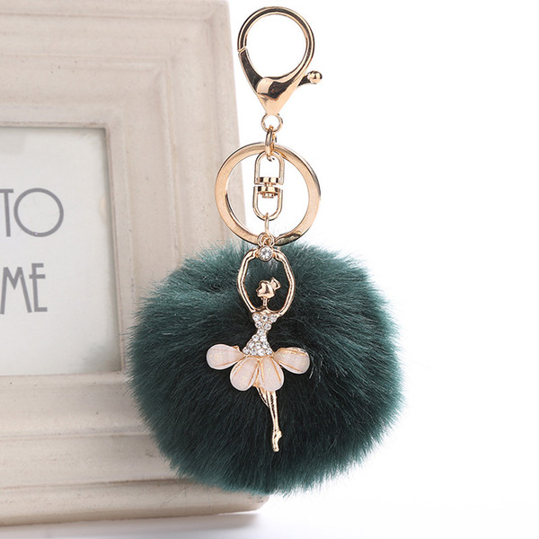 Women Chaveiro Angel Keychain 8cm Fur Pom Pom Key Chain Faux Rabbit Hair Bulb Bag Car Ornaments Fox Fur Ball Pendant Key Ring