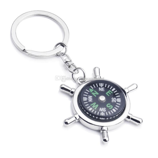 Rudder shape Compass key chain Alloy Car Keychain key ring wedding favors Baby Shower Party gift DHL 