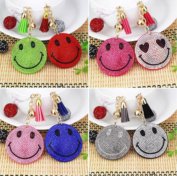New 2017 hearts shaped set full drill leather fashion ornament tassel bag hang key ring ,car key chain pendant gift JKK8