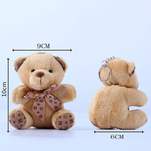 Fashion 10CM Teddy Bear Plush Doll Toy Key Chain Ring Woman Bag Charms Faux Rabbit Fur Keychain Keyring Wedding Trinket