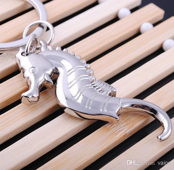 NEW Fashion sea horse style shine Stainless alloy steel key chain high quality keychains best gift 110