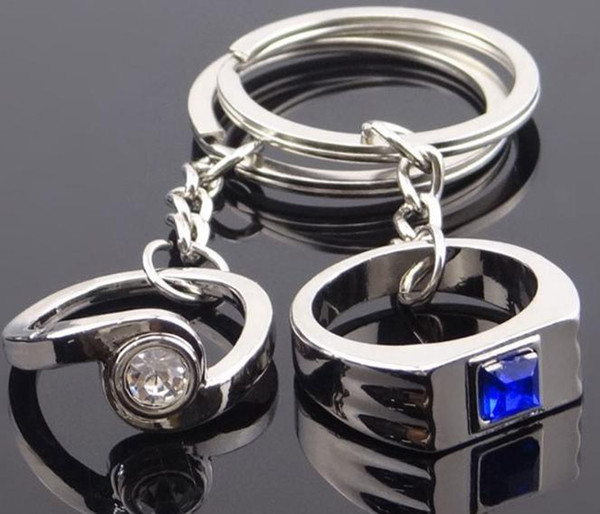 Weeding Gifts Crystal Couple Rings Pendant Keychain Favors Lovers Keychain Alloy Keyrings Fashion Jewelry Accessories for man & women