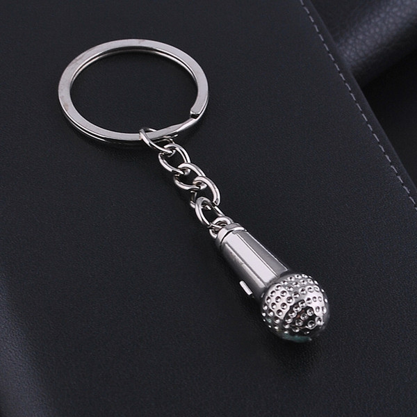Microphone Alloy Key Chain Keychains Wedding Favors Baby Shower Party Gift Key Ring + DHL 