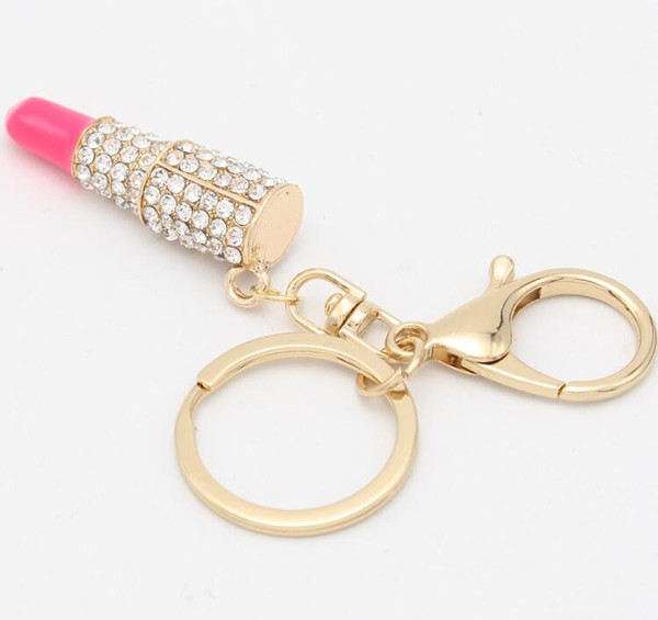 2017 Hot sales European American fashion accessories Metal key chain set auger lipstick lipstick Birthday Gift For Man Women YCK33