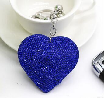 New 2016 hearts shaped set full drill leather fashion ornament tassel bag hang key ring ,car key chain pendant gift QLK207