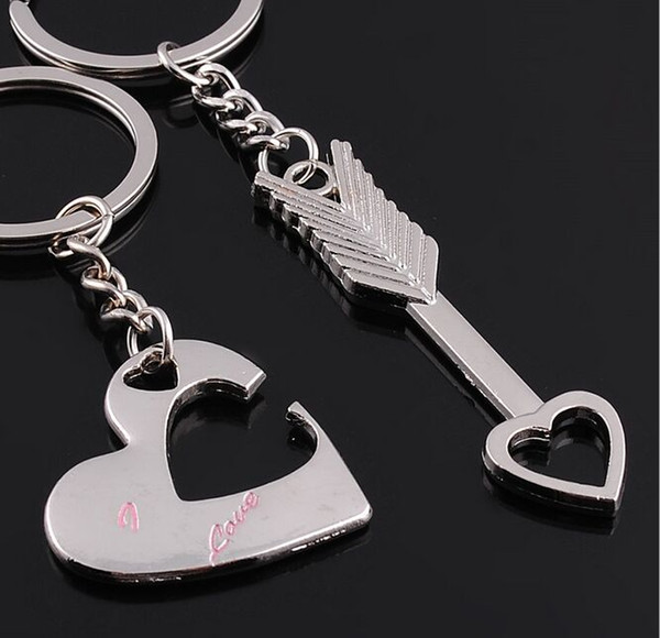 Hot Alloy Keychain Cupid arrow couple key chain lovers pendant key ring key chain for lovers 