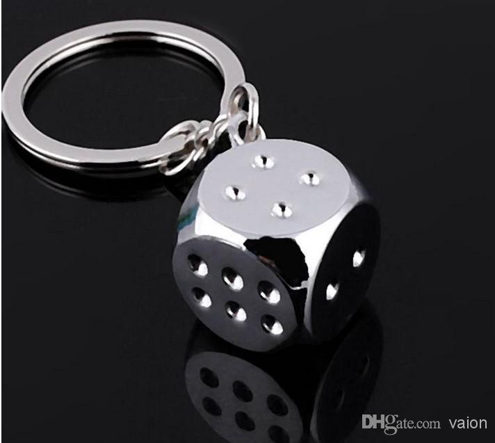 10pcs/1lot NEW Fashion dice style shine Stainless alloy steel Key Chain High Quality keychains best gift 131