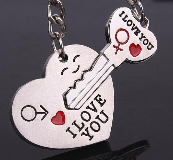 1 Pair Romantic Creative Birthday Gift Lover Couple Love forever you Heart Key Ring Keychain Keyfob Wedding Gift Keyring