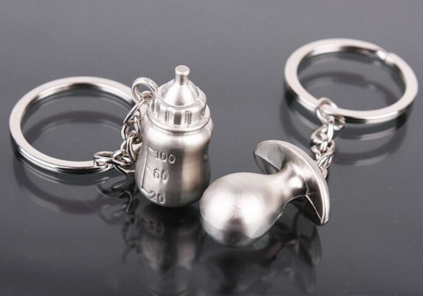 New 100sets=200pcs/lot metal pacifier and feeding bottle key chain favors baby shower souvenirs, party giveaways