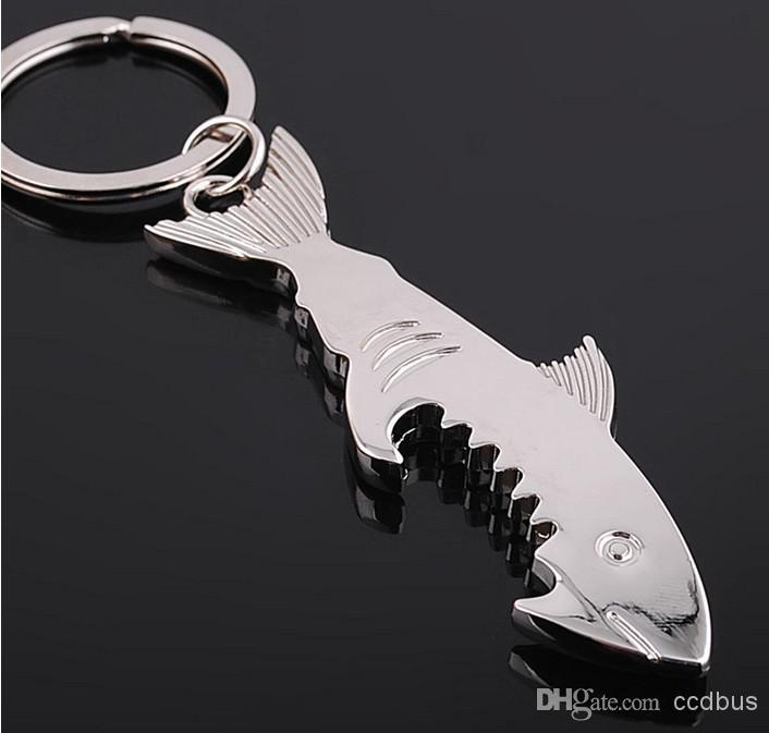 10pcs/1lot NEW Fashion Big Shark style shine Stainless alloy steel key chain bottle opener keychains best gift Free shipping GX-132
