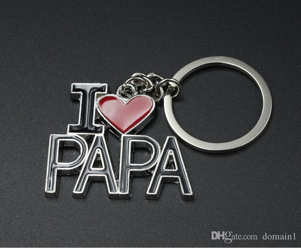 Family Jewelry Gift Enamel Heart I Love MOM/PAPA Carton Key Chains Bag Rings Mothers Fathers Day Souvenir Jewelry GiftS