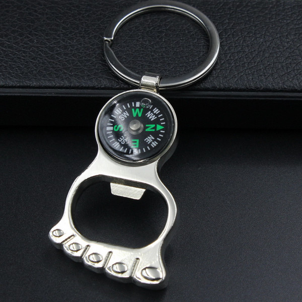 Compass with foot bottle opener Alloy key chain Keychain key ring wedding favors Baby Shower Party gift + DHL 