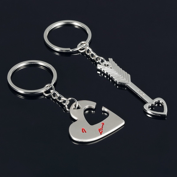 Alloy Keychain Cupid arrow couple key chain lovers pendant key ring wedding favor party gift DHL 