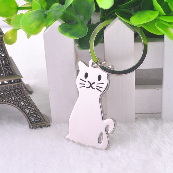 Smooth Surface Cat Keychain Alloy Car Key chain Key Ring Baby Shower Party Gifts Wedding Supplies Keychain Favors + DHL 