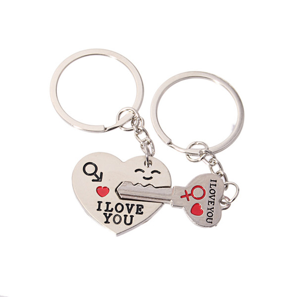 Couple I LOVE YOU Heart Keychain Lover Heart Key Shape Key ring Key Chain Wedding Favors Party Gift + DHL 