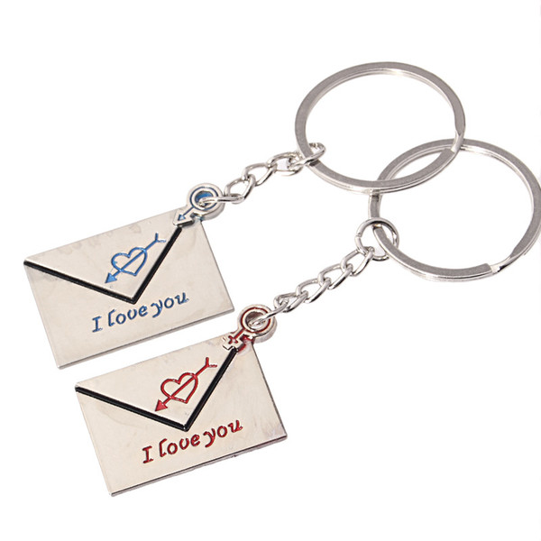 Couple Envelope Email Shape Keychain Lovers Metal Keyring Valentine's Day Gift Wedding Favors Keychains with card + DHL free shipping