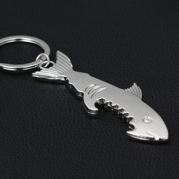 Big Shark Alloy Car Key chain Silver Bottle Opener Baby Shower Party Gifts Wedding Supplies Keychain Favors + DHL 