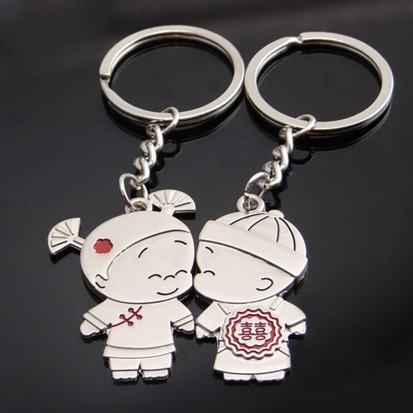 Alloy Lovers Key Chain Chinese wedding Kids style Keychain Wedding Favors Baby Shower Party Gift Key Ring + DHL 