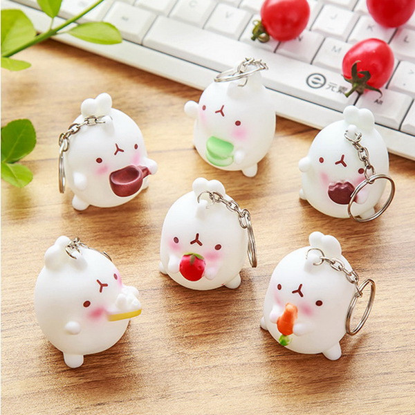 Cartoon Cute Rabbit Keychain Vinvy Molang Keyring Wedding Favors Party Gift Key Chain 6 designs + DHL 