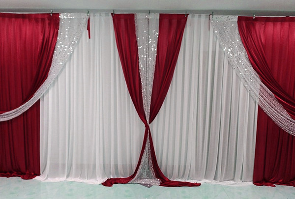 wedding backdrop with sequins swags party background decoration stage backcloth stage curtain 3*6m (10ft*20ft) funeral backdrop church Stage