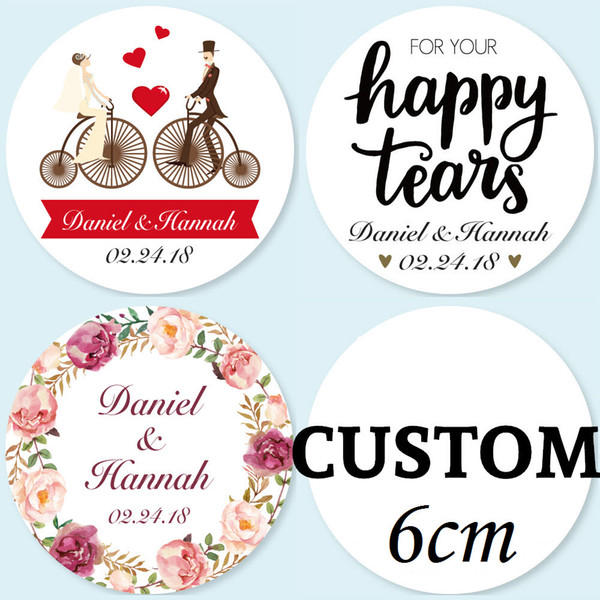 6CM, 48 Pieces, Customized Personalized Wedding Stickers, Logos, Candy Favor Boxes Tags, Cupcake, Bottle Labels, Invitations Seals