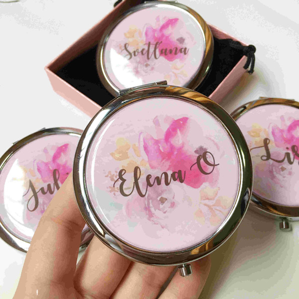 Bridesmaid gift custom compact mirror personalized wedding bridal birthday graduation party gifts 7pcs lot 