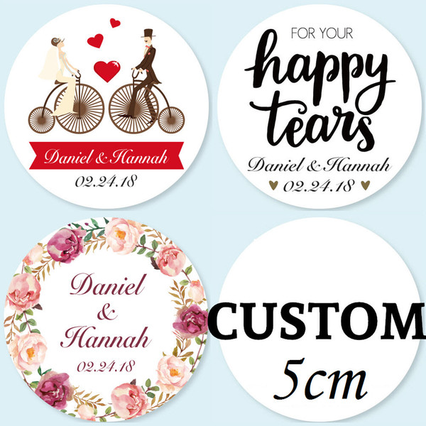 5CM, 60 Pieces, Customized Personalized Wedding Stickers, Logos, Candy Favor Boxes Tags, Cupcake, Bottle Labels, Invitations Seals
