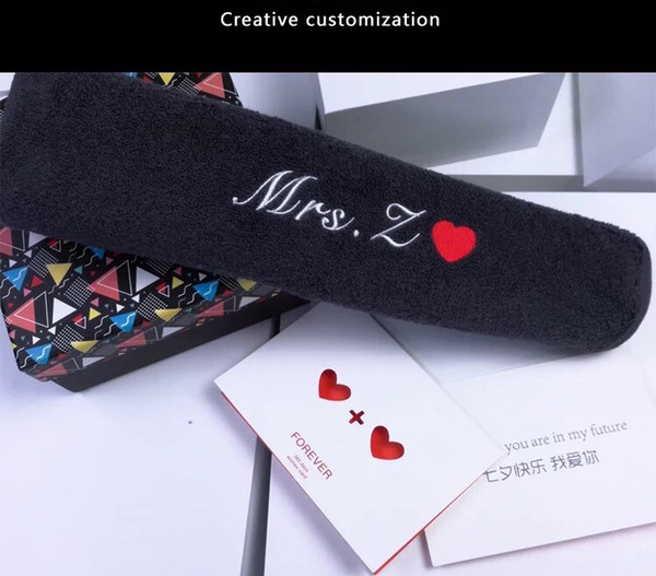 Personalized embroidery logo Cotton Towels for Best man bridesmaid gifts couple gift 2pcs lot free shipping