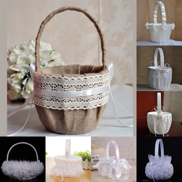 2022Wedding Ceremony Party Love Case Satin Bowknot Rose Flower Basket for Women Girl DIY Home Decoration Storage Bag Container CPA1907-13