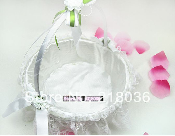 White Circula Lace Wedding Baskets Wedding Decoration& Party Bride Supplies Ceremony Case Satin Bowknot Flower Baskets N1445