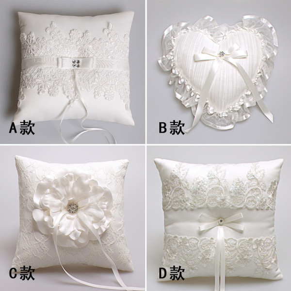 Hot Sale 2018 Ivory Western Ring Pillows & Flower Baskets Satin Ribbon Lace Appliques Bead Pearl Wedding Ceremony