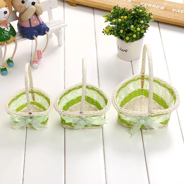 Rattan knitting hand - held flower children wedding scatter flower basket dance decoration box fruit sugar basket crafts