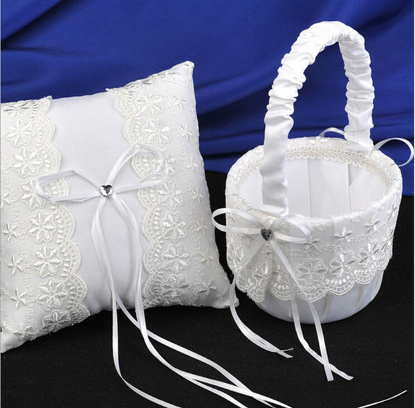 Lace Pretty Girl Boy Flower Basket For Wedding Handmade Wedding Ceremony Party Favors Supplies Ribbon Lace Girl's Golwer Baskets
