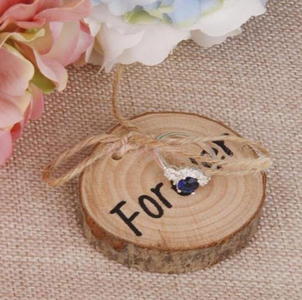 Wedding Ring Bearer Wood ring pillows Slice Rustic Wooden Ring Holder Wedding Ring Holder with Burlap Creative Retro Wedding Decoration WT40