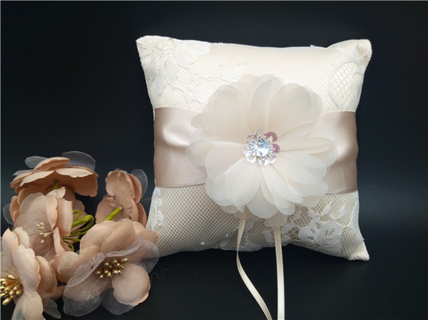 2018 New Wedding Ring Pillow With Ribbons Flower Wedding Ring Holder Marriage Ring Cushion Bearer Wedding Party Decoration