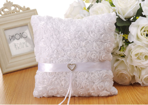 Elegant Lace Wedding Ring Pillows Cheap Sale Rose Flowers Ring Pillow Wedding Supplier Favors