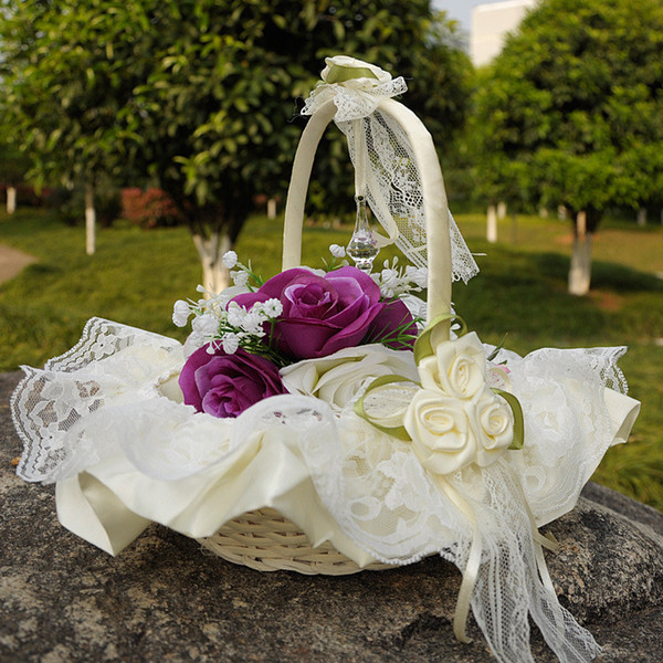 2019 Spring Summer Wedding Flower Baskets Flower Girl Basket Ceremony Articles Party Supplies Petal Flower Wedding Favors CPA1906