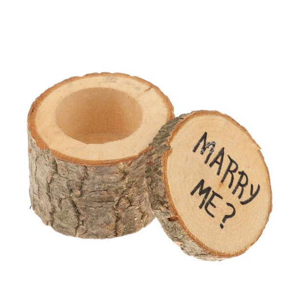 Rustic Wood Ring Bearer Box Etched with Marry Me Vintage Wedding Ring Pillows Rustic Wooden Ring Holder Wedding Decoration Supplies