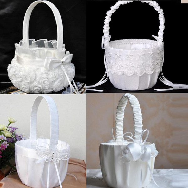 2016 Lovely Chrysanthemum Flower Basket Wedding Flower Girl Basket Western Fashion Ceremoney Articles Party Supplies 4 styles