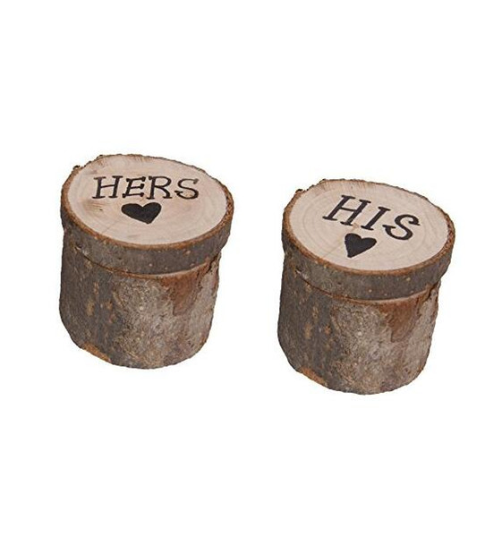 Creative Wood Ring Box Engagement Box 2017 HIS HERS 2 Pieces Wood Ring Boxes New Arrival Vintage Country Style