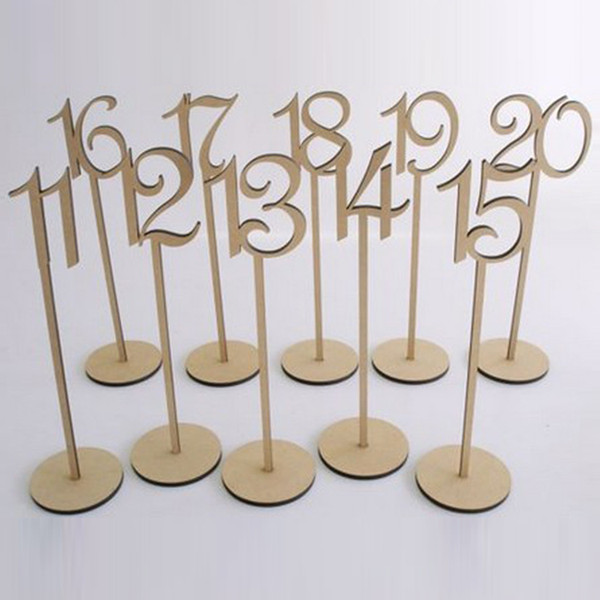 2016 rustic hessian wedding table decoration Wooden wedding table number holder party table number tag stand